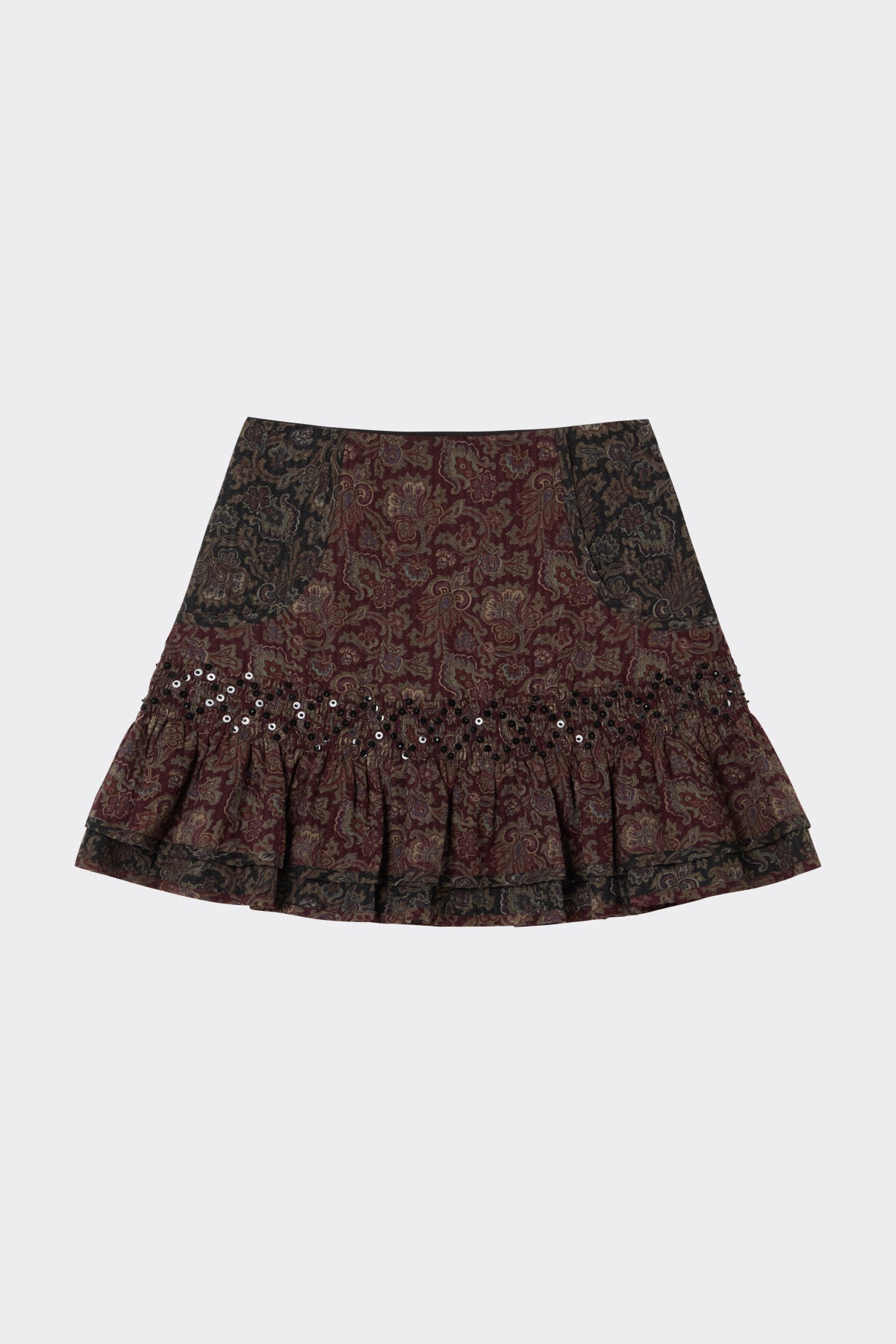 Rosanna Skirt in Onyx Black and Deep Cherry | Noon By Noor