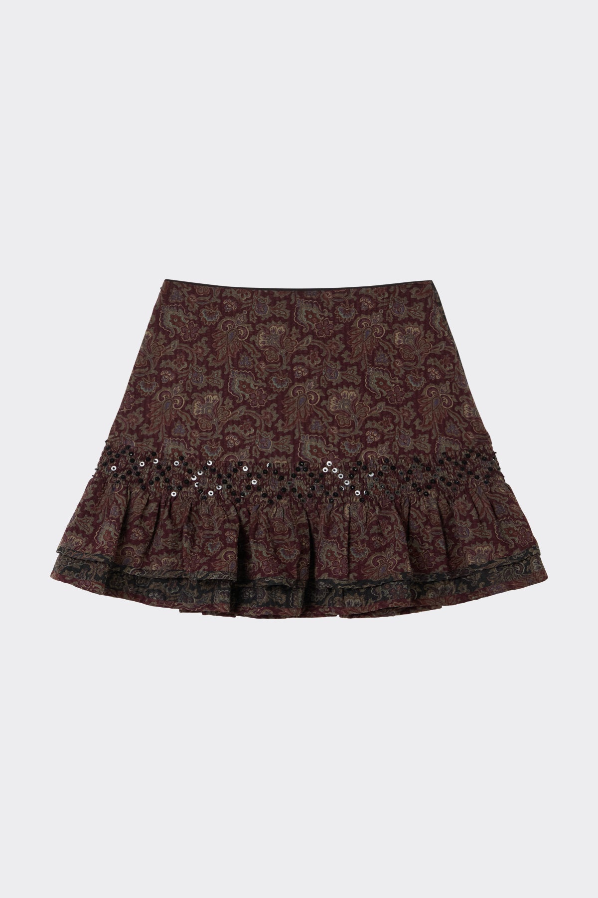 Rosanna Skirt in Onyx Black and Deep Cherry | Noon By Noor