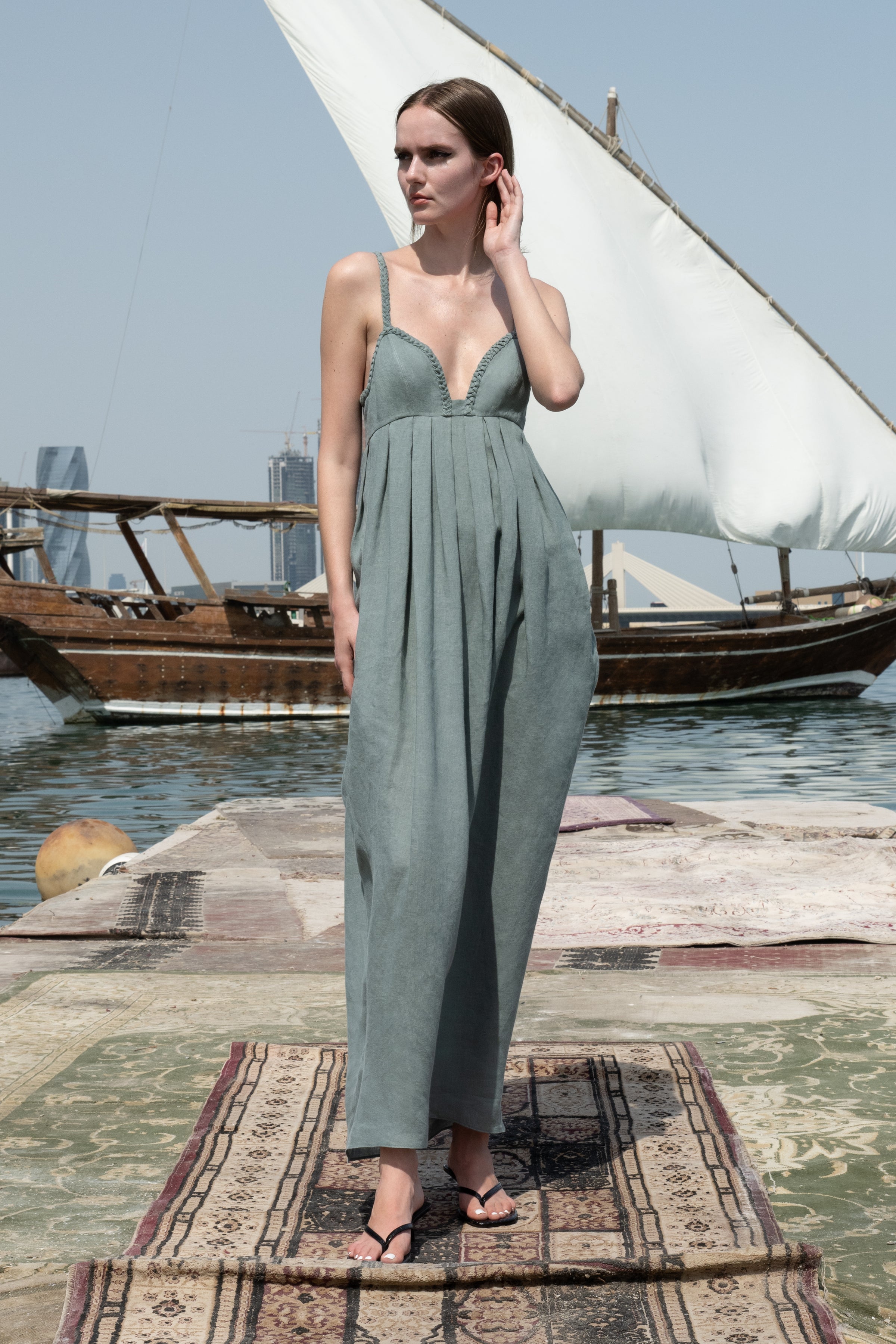 Farani Dress in Sea Green | Noon By Noor