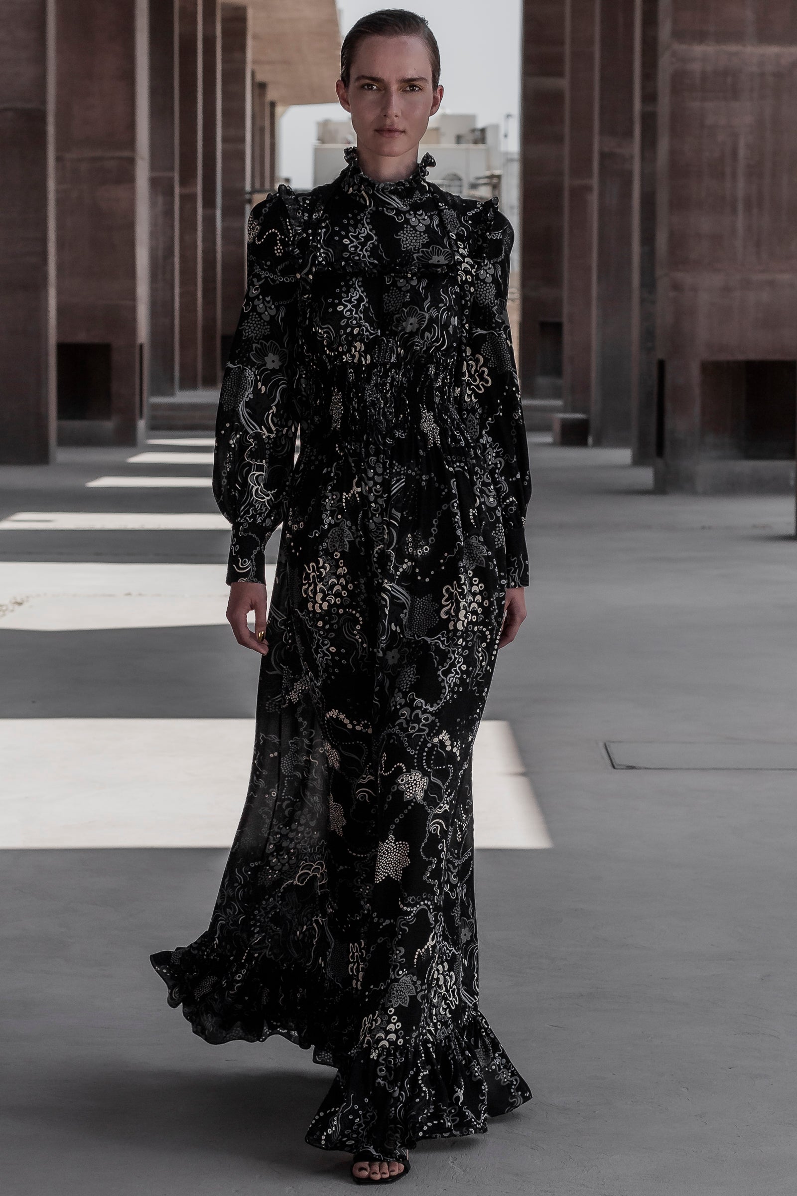 Uche Dress in Black Mix Grey | Noon By Noor