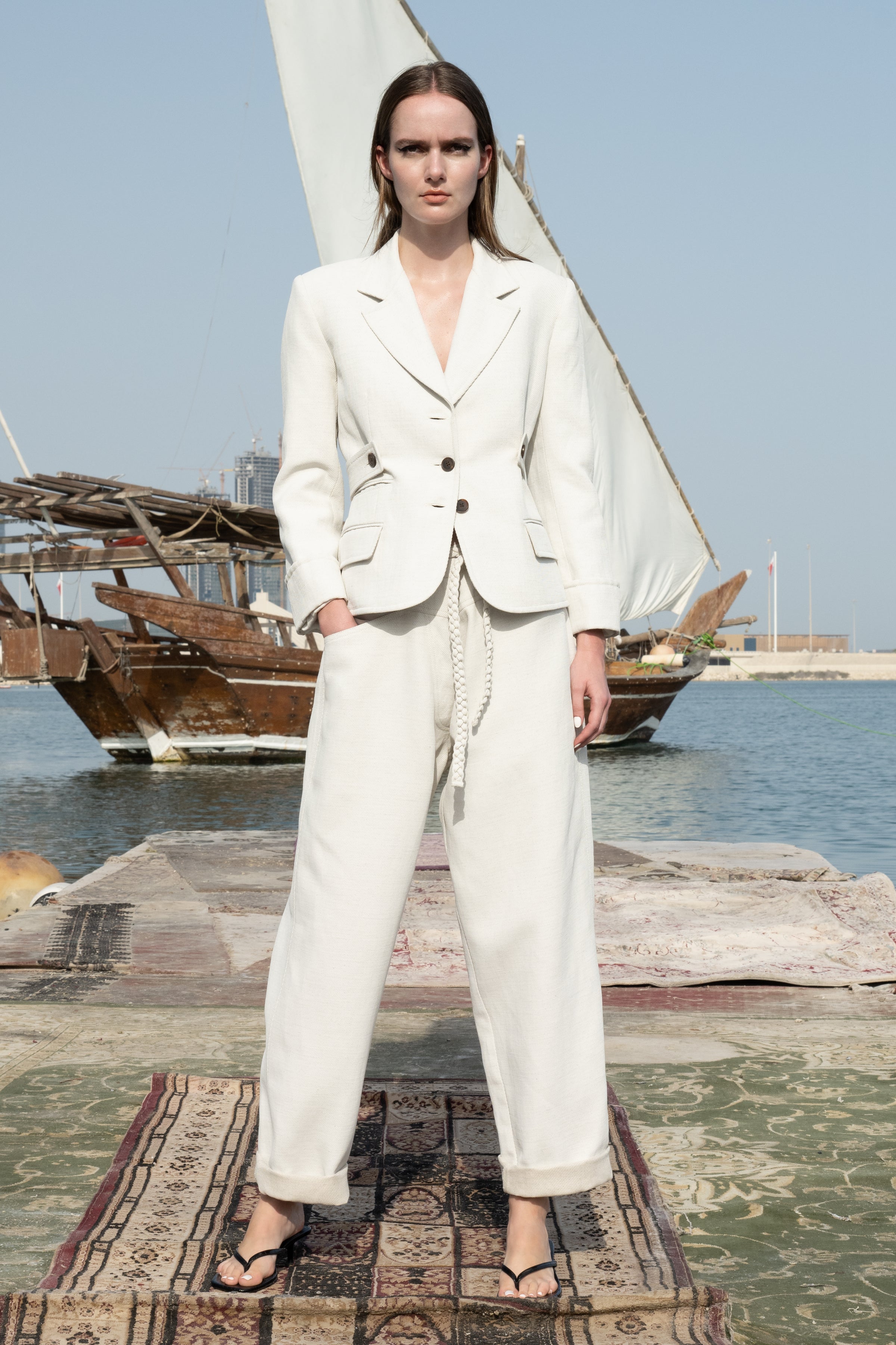 Shelly Trouser in Chalk White | Noon By Noor