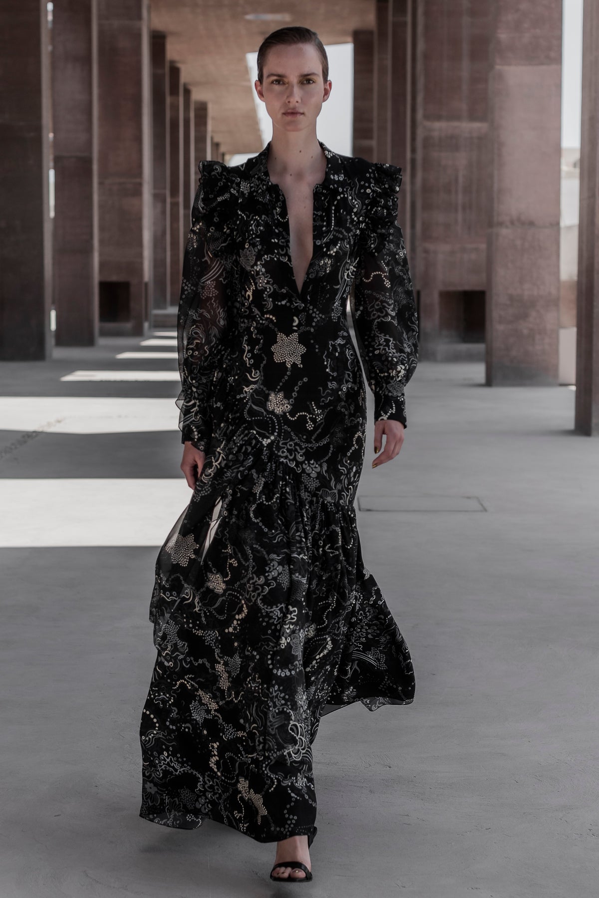 Jyn Dress in Black Mix Grey| Noon by Noor