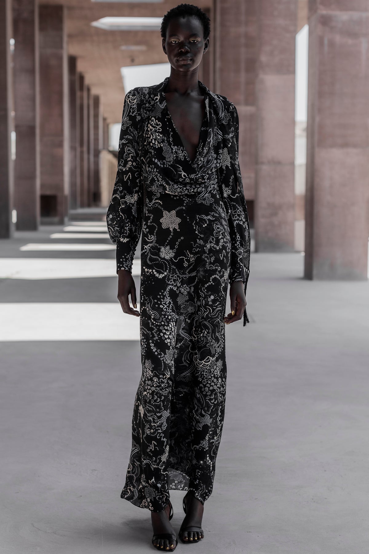 Jagoda Dress in Black Mix Grey| Noon by Noor