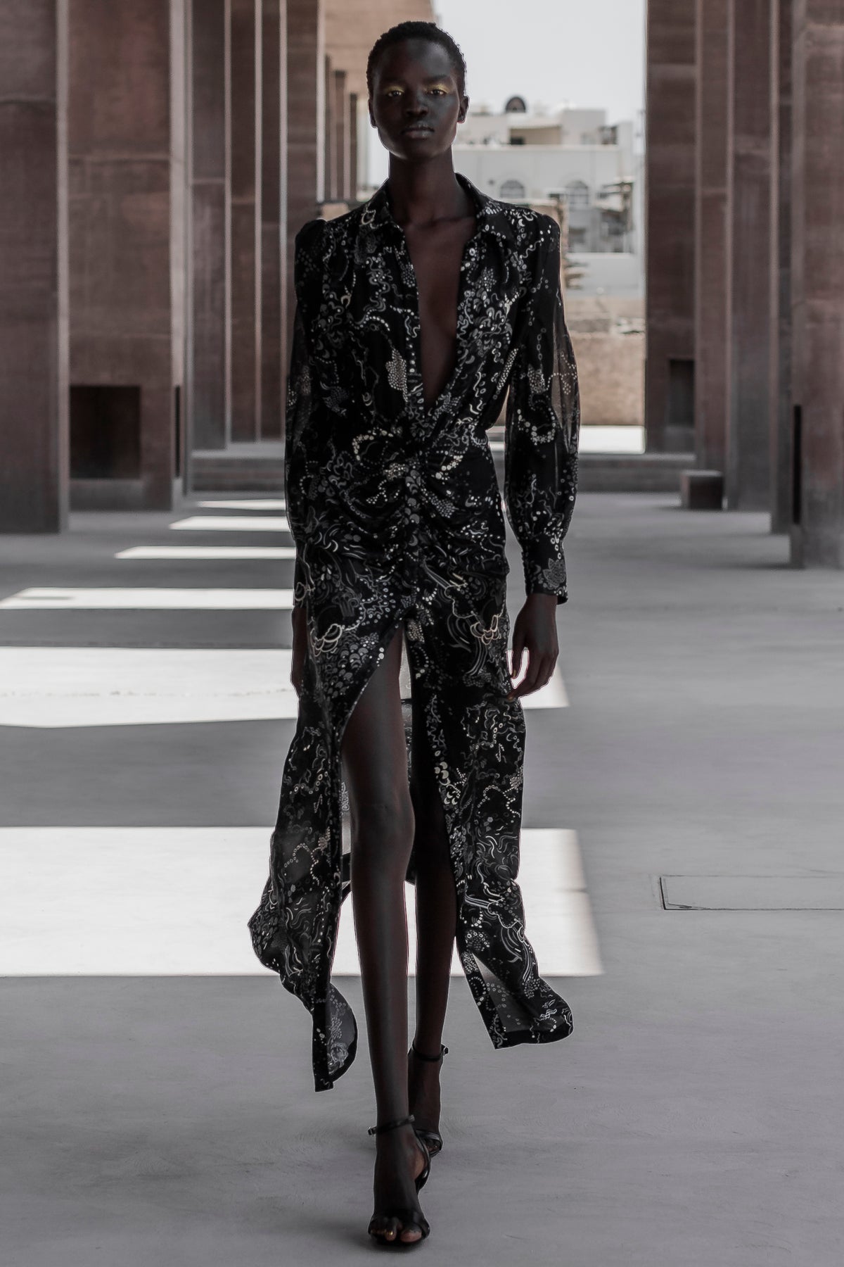 Moli Dress in Black Mix Grey| Noon by Noor