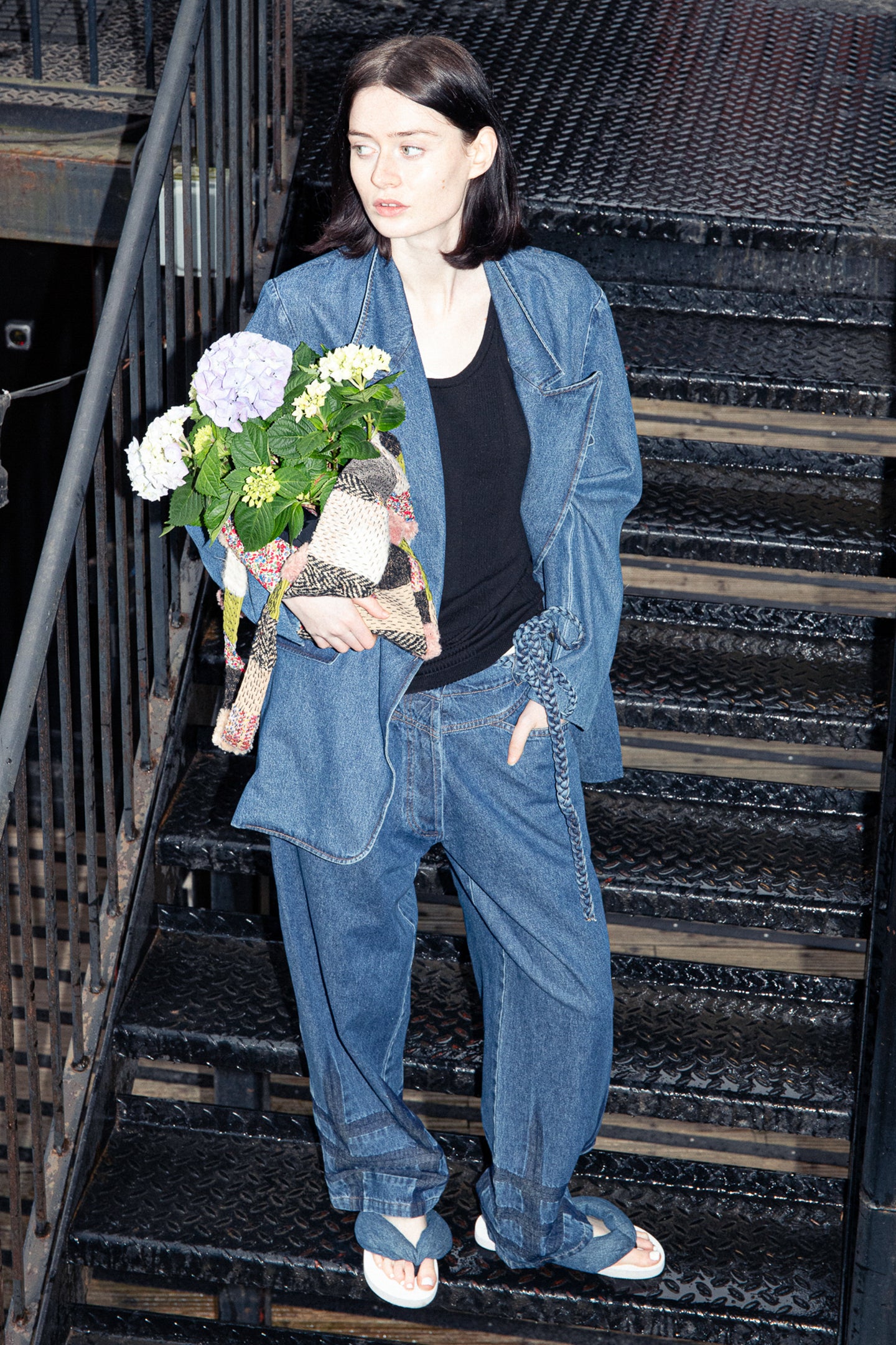 Shelly Trouser in Mid Blue | Noon By Noor