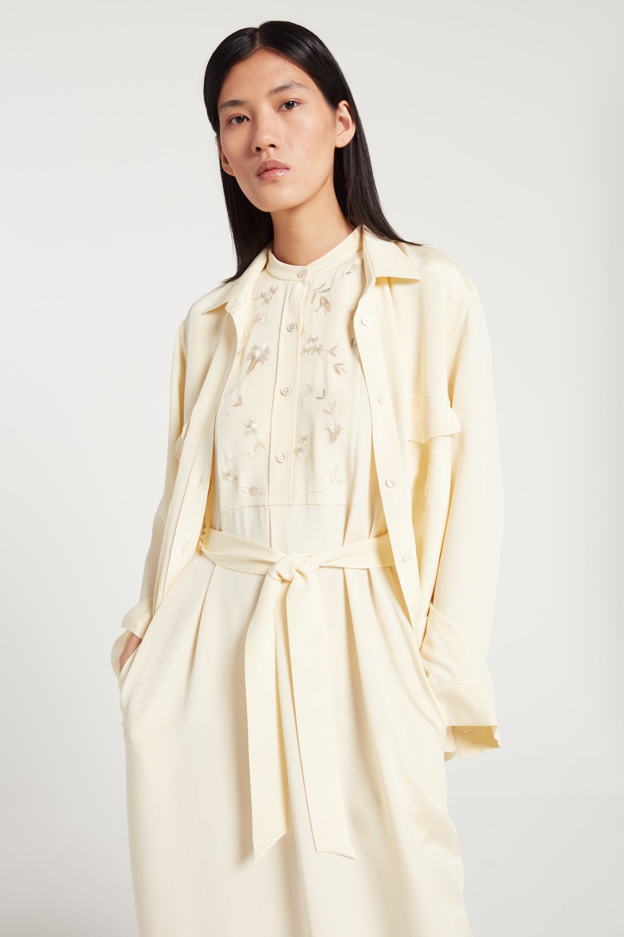 Connie Shirt Jacket in Buttermilk | Noon By Noor